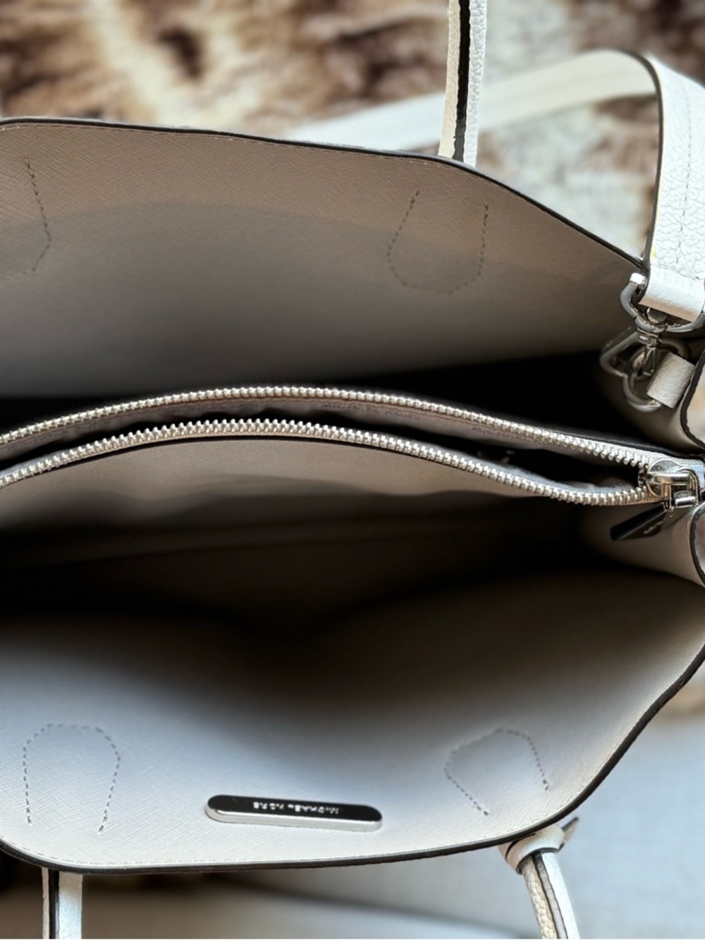 Michael Kors White Pebbled Leather Satchel - Picture 3 of 3